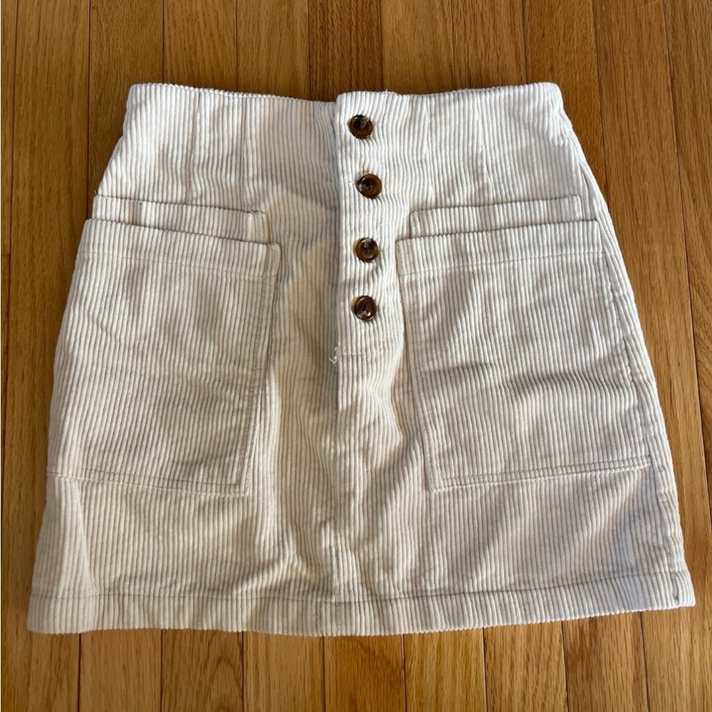 Forever 21 Cream Corduroy Skirt
